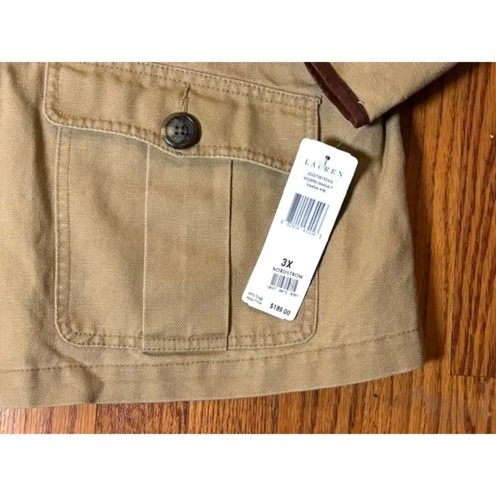 NWT Lauren Ralph Lauren Woman Modern Maasai Khaki Safari Coat 3X Cabincore - Picture 3 of 4